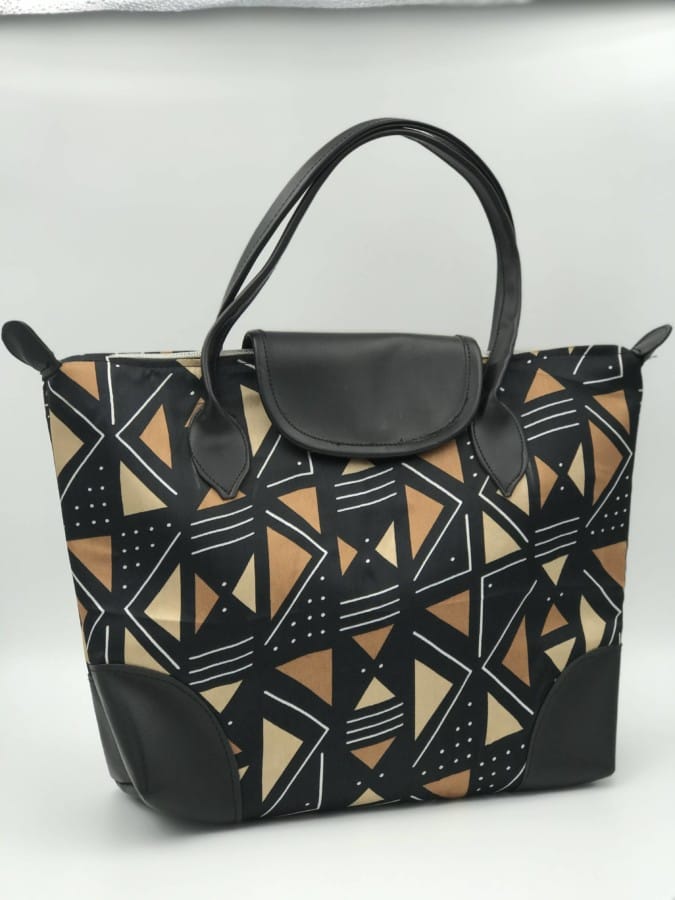 Sac à Main En Wax Fait Main Wabi Spirit - Création Unique, Made In R.D.C, Anses Doubles, Multicolore